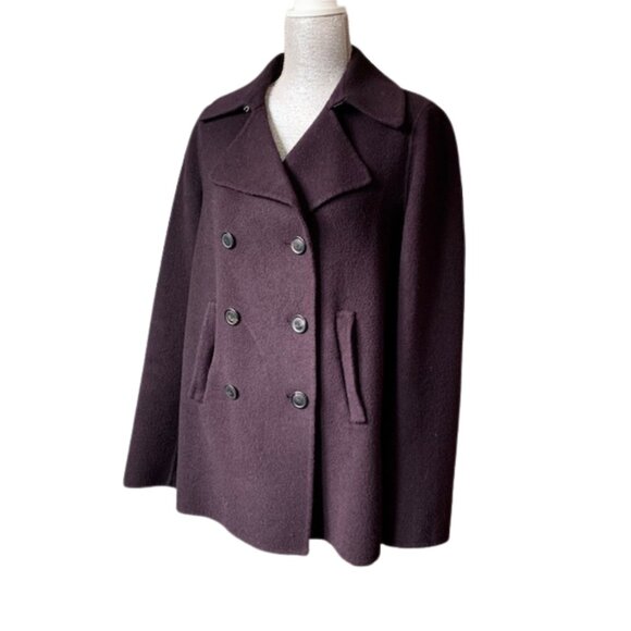 VINCE Oversized Double Breasted Wool Peacoat Jacket in Purple, SIZE LARGE - Picture 7 of 13